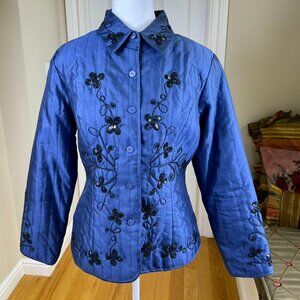 Carole Little Jacket Silk Embroidered Blue (M)